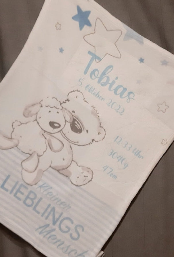 Babydecke mit Geburtsdaten
