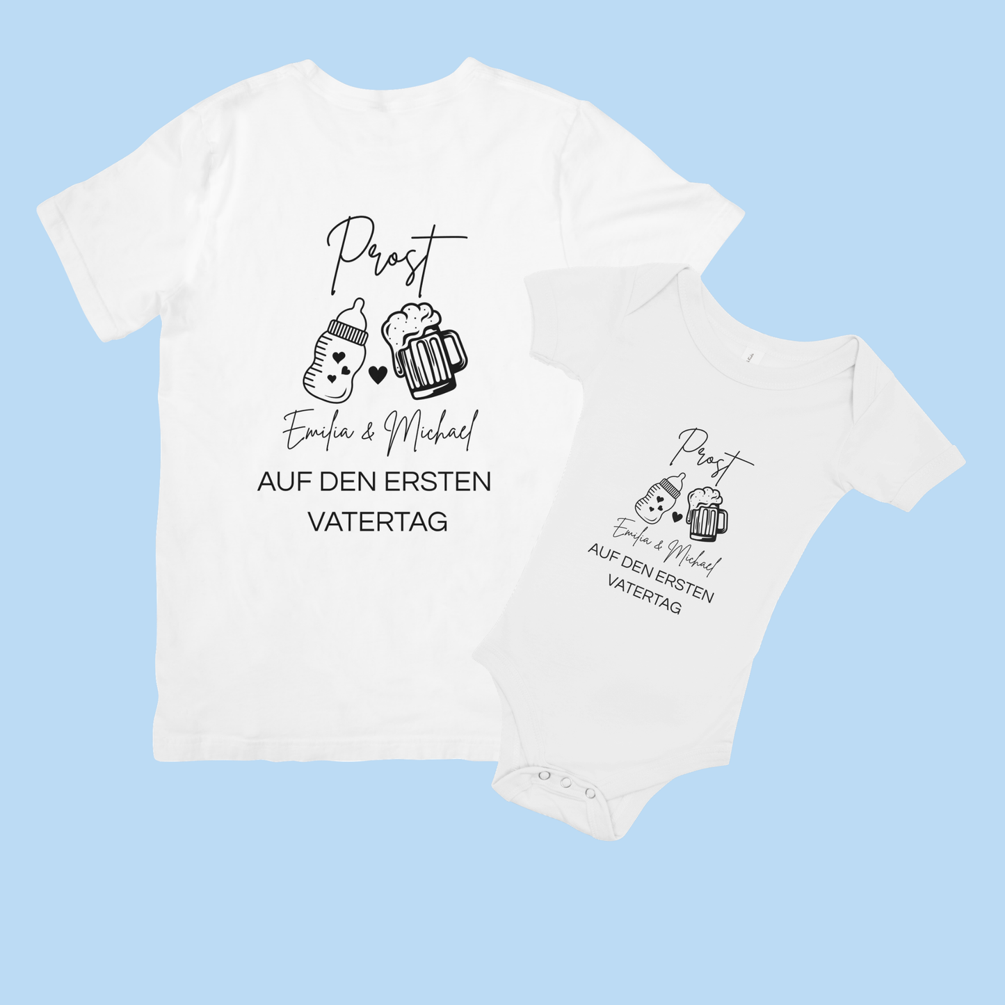 Personalisiertes Vatertags Set Papa & Baby | T-Shirt & Body | Erster Vatertag