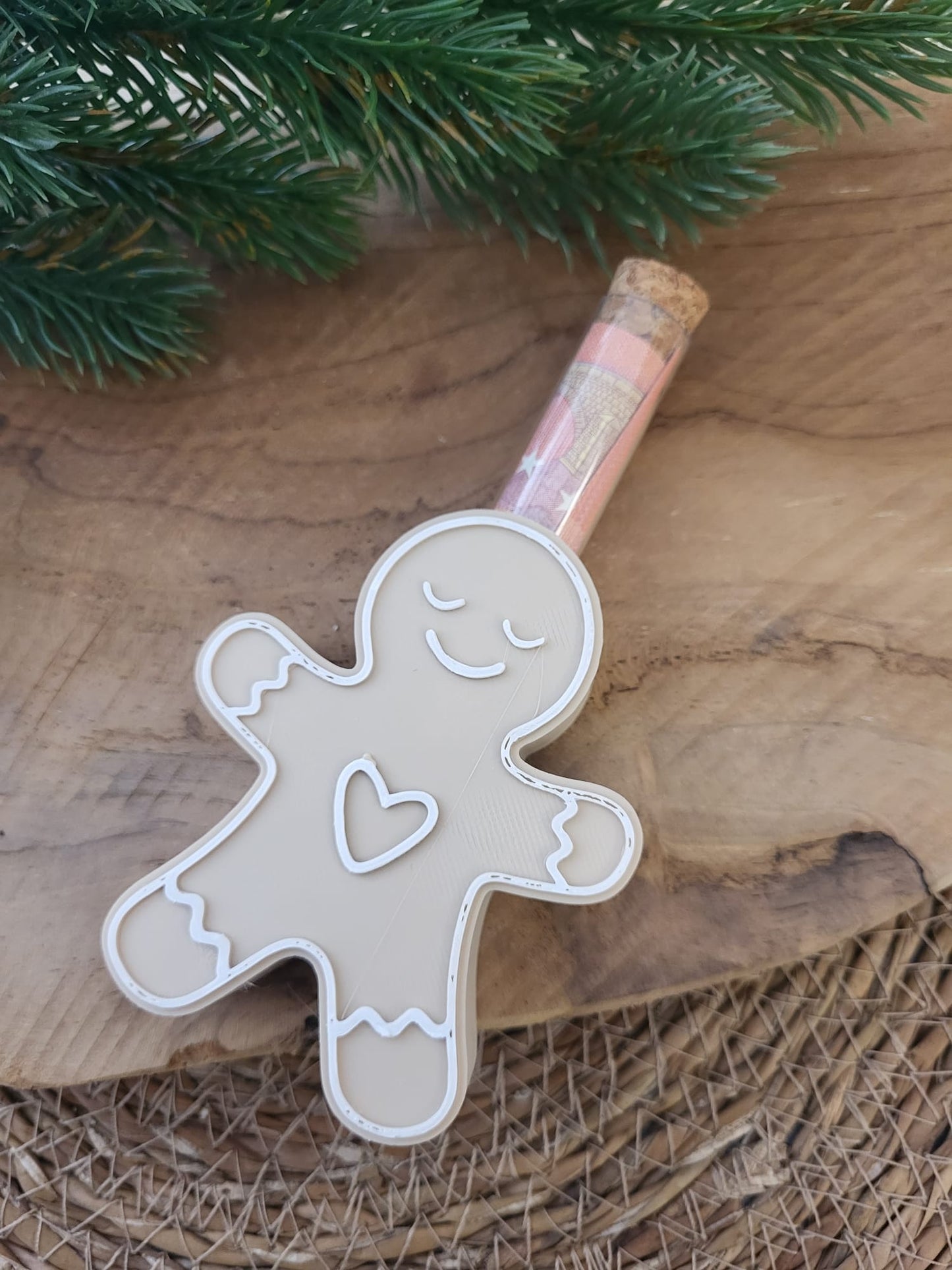Lebkuchenmann Geldgeschenk | 3D-Druck Figur | Weihnachtsdeko | Handgemacht | Geschenkidee | PLA | Geldröhrchen inklusive 🎄
