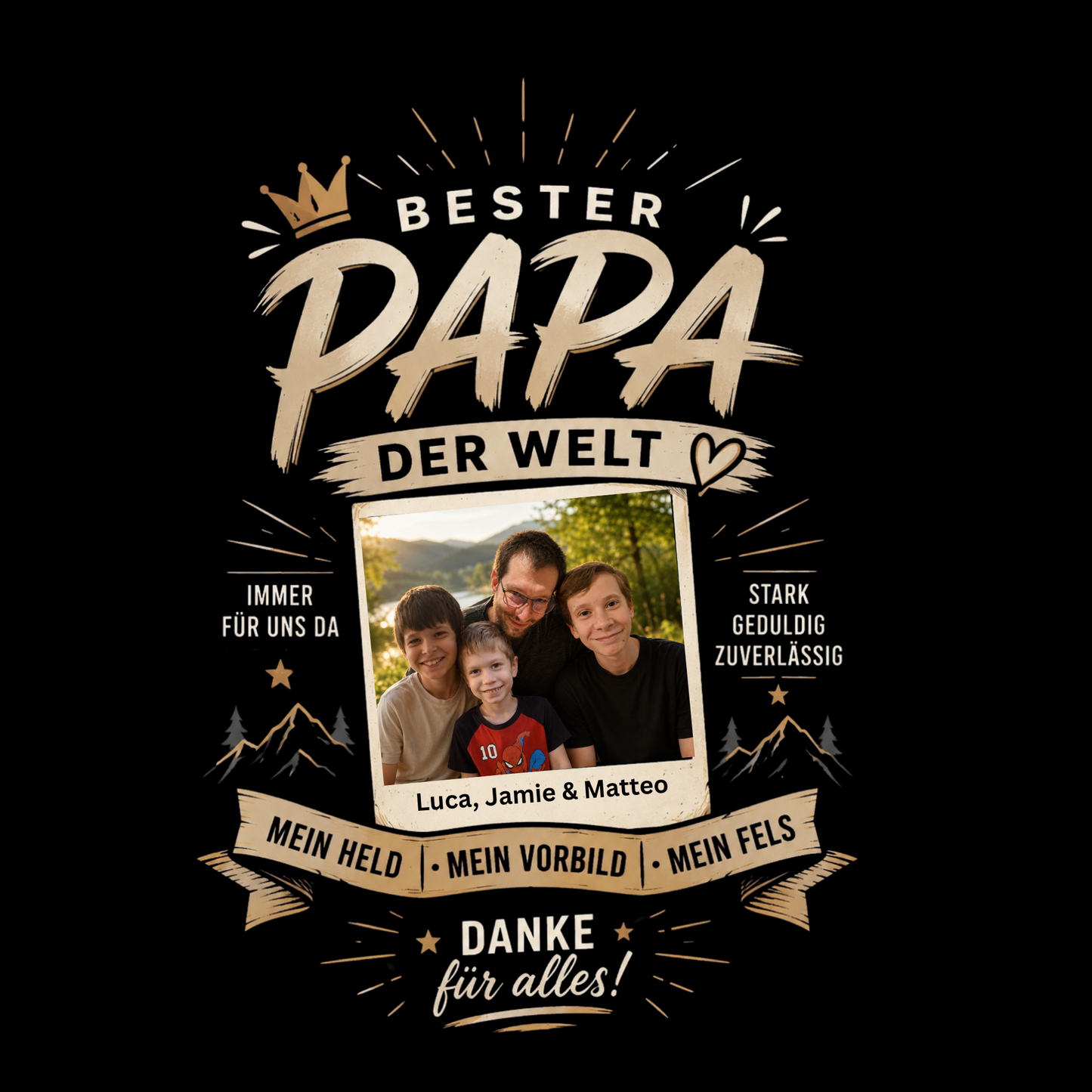 Personalisiertes Vatertags T-Shirt mit Foto | Bester Papa der Welt | Geschenk für Papa