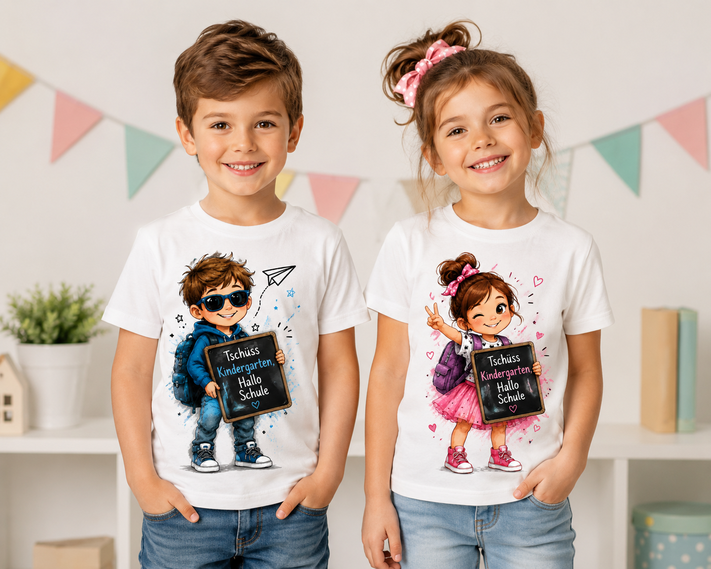 Tschüss Kindergarten Hallo Schule T-Shirt | Kindergartenabschluss & Schulstart