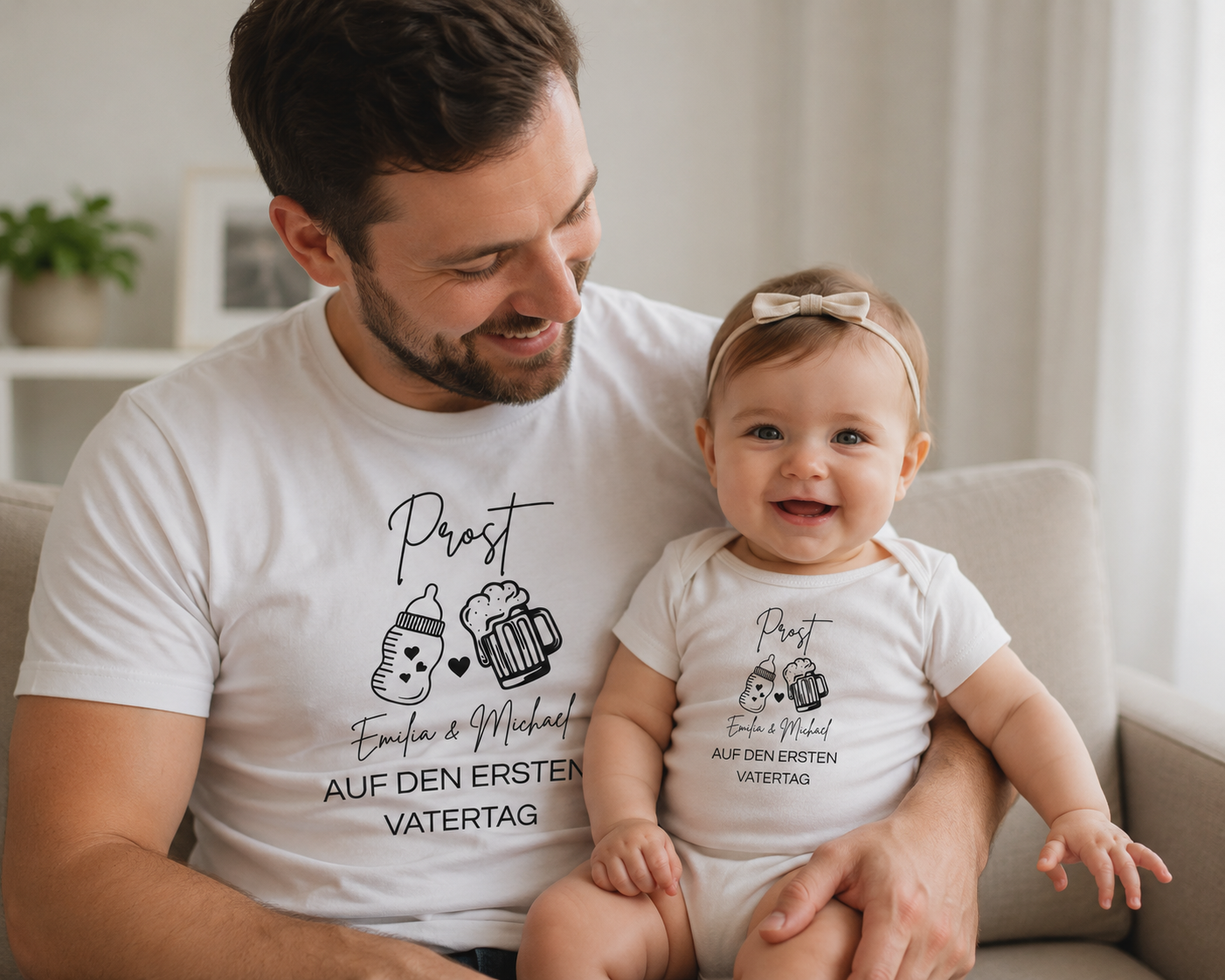 Personalisiertes Vatertags Set Papa & Baby | T-Shirt & Body | Erster Vatertag
