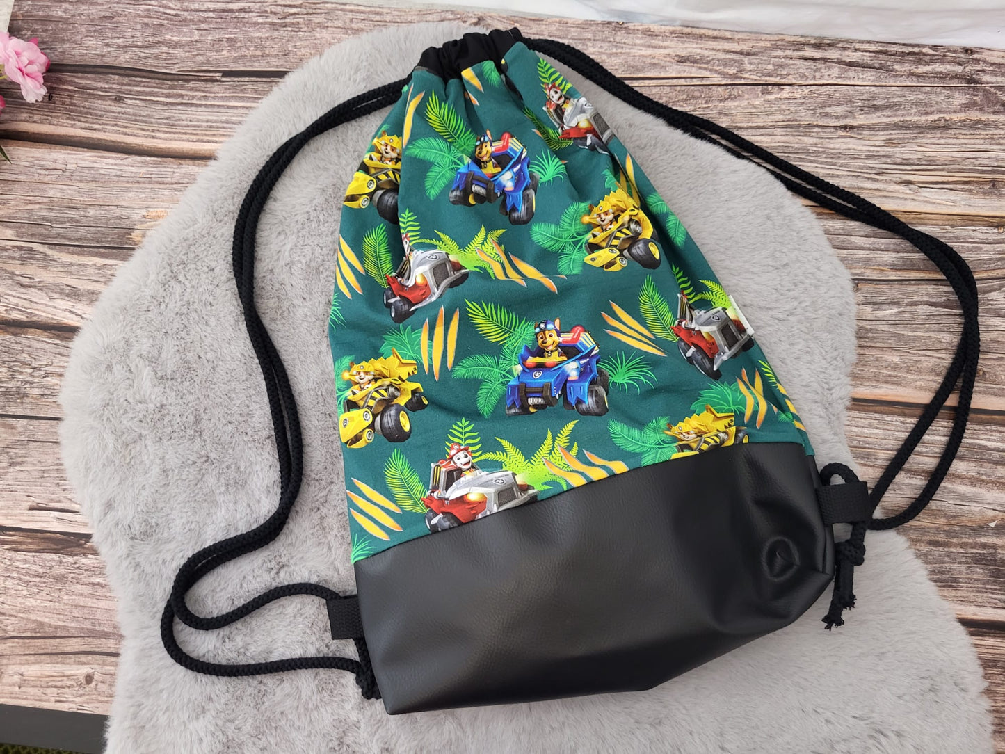 Rucksack Hunde Dschungel/schwarzes Leder