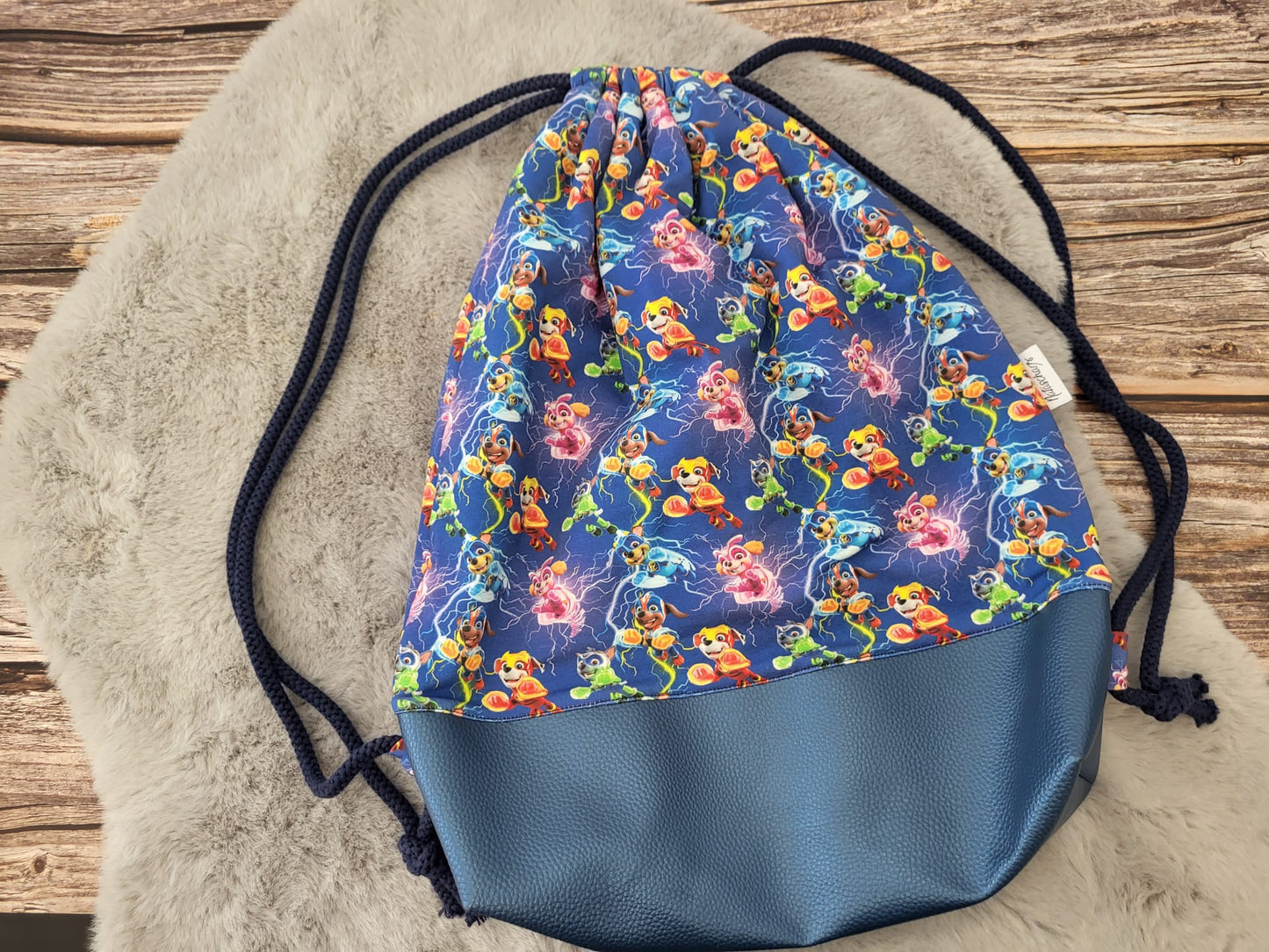 Rucksack Hunde/blaues Leder