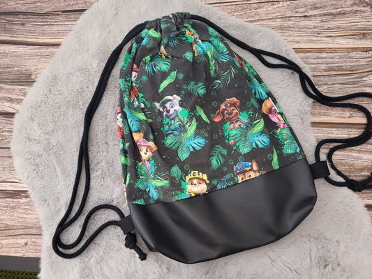 Rucksack Hunde Dschungel/schwarzes Leder