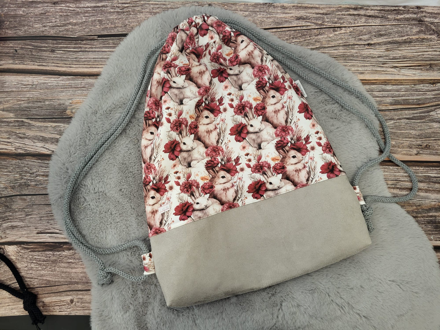 Rucksack Hase/Graues Rauleder