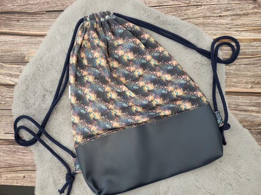 Rucksack Pfau/Leder Blau