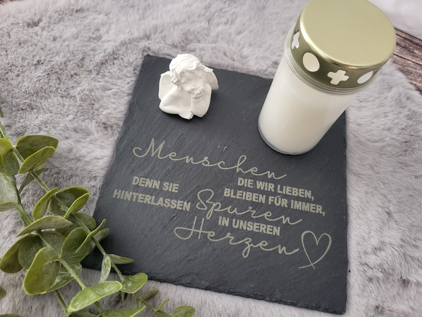 Schiefertafel Trauer Herzen