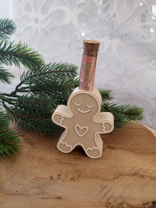 Lebkuchenmann Geldgeschenk | 3D-Druck Figur | Weihnachtsdeko | Handgemacht | Geschenkidee | PLA | Geldröhrchen inklusive 🎄