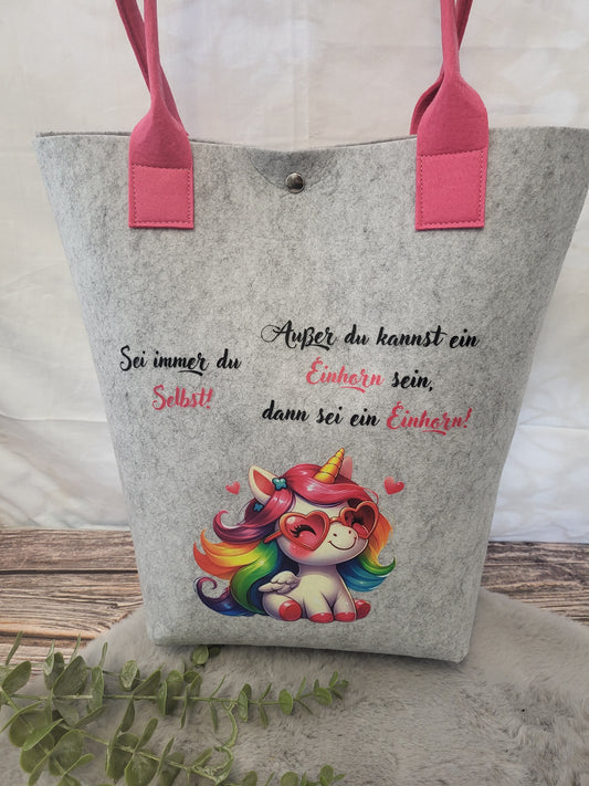 Stylischer Filz Shopper – robuste Filztasche mit Henkel | optional personalisiert | nachhaltige Einkaufstasche Damen