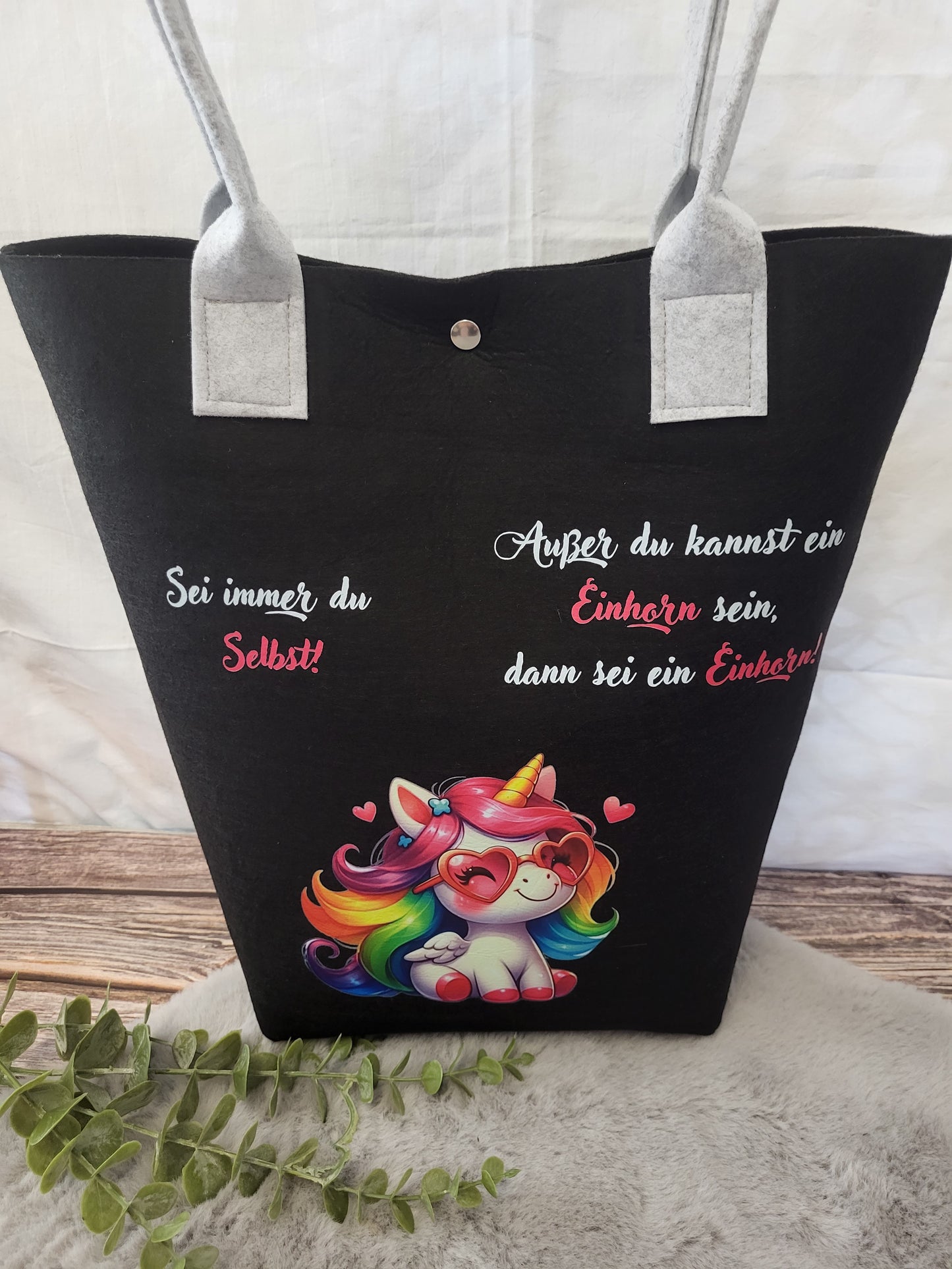 Stylischer Filz Shopper – robuste Filztasche mit Henkel | optional personalisiert | nachhaltige Einkaufstasche Damen
