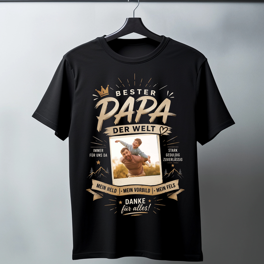 Personalisiertes Vatertags T-Shirt mit Foto | Bester Papa der Welt | Geschenk für Papa